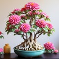 Organic Sculpted Zinnia Bonsai With Detailed Petals