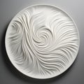 Hyperrealistic Sculpture-inspired White Plate With Swirls Of Spirals