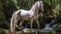 Hyperrealistic Sculpture Of A White Horse In The Woods