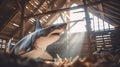 Hyperrealistic Shark Figurine On Barn With Unreal Engine 5