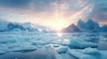 Hyperrealistic Sunrise Underneath Icy Lake Cryengine Artwork Royalty Free Stock Photo