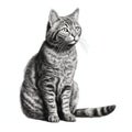 Hyperrealistic Tabby Cat Drawing On White Background
