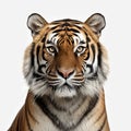 Hyperrealistic Tiger Close-up In 8k Resolution On White Background Royalty Free Stock Photo