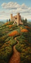 Hyperrealistic Tuscany Castle Painting By Olivier Bourbout