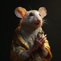 Hyperrealistic Tv Show Illustration: Rat Holding Fish With Expressive Facial Animation