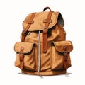 Hyperrealistic Vector Illustration Of A Brown Backpack
