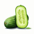 Hyperrealistic Vector Illustration Of A Cucumber On White