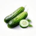 Hyperrealistic Vector Illustration Of Green Cucumber With Leaf
