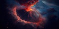 Hyperrealistic Volcanic Eruption Aerial Shots, Dramatic Lighting and Color Grading, Fluid Simulations, Made with Generative AI