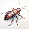 Hyperrealistic Watercolor Cockroach Illustration With Dramatic Shading