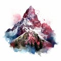 Hyperrealistic Watercolor Mountain Art: Abstract Dribbble Illustration