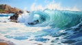 Hyperrealistic Wave Crash Painting By Zohar Flax: Gulf Of Aden Waves At Waimea Bay