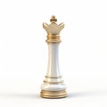 Hyperrealistic White Chess Piece With Gold Crown