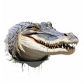 Hyperrealistic White Crocodile Head On White Background