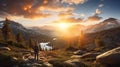 Hyperrealistic Wilderness Landscape At Golden Hour Royalty Free Stock Photo