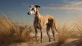 Hyperrealistic Wildlife Portrait: Galgo Dog In Desert Dunes