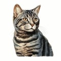 Hyperrealistic Wildlife Portraits: Graphic Design And Illustration Of A Cute Striped Tabby Cat