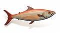 Hyperrealistic Wood Fish Sculpture With Blue And Brown Stripes