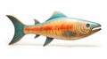 Hyperrealistic Wooden Fish Statue With Vibrant Colors And Hopi Art Influence
