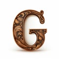 Hyperrealistic Wooden Letter G With Elaborate Engravings