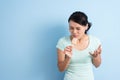 Hypersensitive teeth eating ice lolly Royalty Free Stock Photo