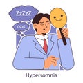 Hypersomnia. Excessive sleepiness neurological disorder. Unexpected