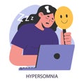 Hypersomnia. Excessive sleepiness neurological disorder. Unexpected