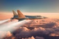 hypersonic jet breaking sound barrier in sky Royalty Free Stock Photo