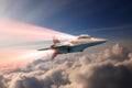 hypersonic jet breaking sound barrier in sky Royalty Free Stock Photo