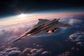 hypersonic jet flying above earths atmosphere