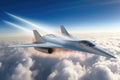 hypersonic plane breaking sound barrier in sky Royalty Free Stock Photo