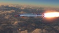 Hypersonic rocket flies above the clouds