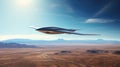 An hypersonic unmanned aircraft prototype flying in the sky over the desert Royalty Free Stock Photo