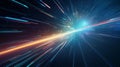 Hyperspace jump through the stars to a distant space Speed of light, neon rays Royalty Free Stock Photo