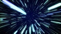 Hyperspace jump through the stars to a distant space. Speed of light, neon rays Royalty Free Stock Photo