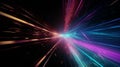 Hyperspace jump through the stars to a distant space Speed of light, neon rays Royalty Free Stock Photo