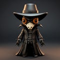 Hyperspace Noir: 3d Rendered Halloween Toy Figure With Detailed Character Design