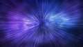 Hyperspace speed effect in night starry sky. Bright blue galaxy, horizontal background Royalty Free Stock Photo