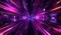 Hyperspace Velocity: Ruby-Amethyst Neon Sci-Tech Passage Royalty Free Stock Photo