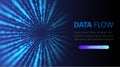 Hyperspeed cosmic background. Speed of light. Particle big data tunnel. Cyber tunnel of moving glowing points