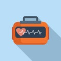 Hypertension defibrillator icon flat vector. Portable device