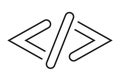 Hypertext Markup Language HTML code angle bracket line art icon for apps and website Royalty Free Stock Photo