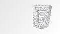 Hypertext Markup Language, html coding sign. Abstract, digital, wireframe, low poly mesh, vector white origami 3d illustration.