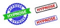 HYPNOSE Rosette and Rectangle Bicolor Stamps with Grunged Surfaces Royalty Free Stock Photo