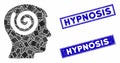 Hypnosis Mosaic and Grunge Rectangle Hypnosis Seals Royalty Free Stock Photo