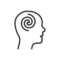 Hypnosis Psychology Line Icon. Mind Round Swirl Spiral Linear Pictogram. Creative Brain Imagination Wellness Outline