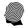 Hypnosis Spiral Human Head Profile Silhouette, Mental Health