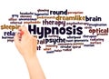 Hypnosis word cloud hand writing concept