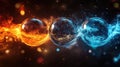 Hypnotic Abstract Motion Blur of Three Glowing Spheres on a Dark Background, Capturing Dynamic Energy and Ethereal Glow