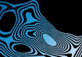 Hypnotic Blue Gradient of Contour Lines on a Deep Black Background Futuristic, Dynamic, Abstract Optical Illusion. Eps 10 Royalty Free Stock Photo